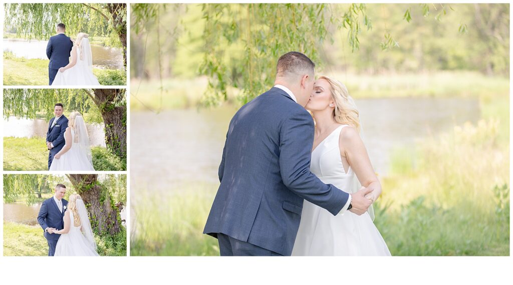 bride and groom kissing 