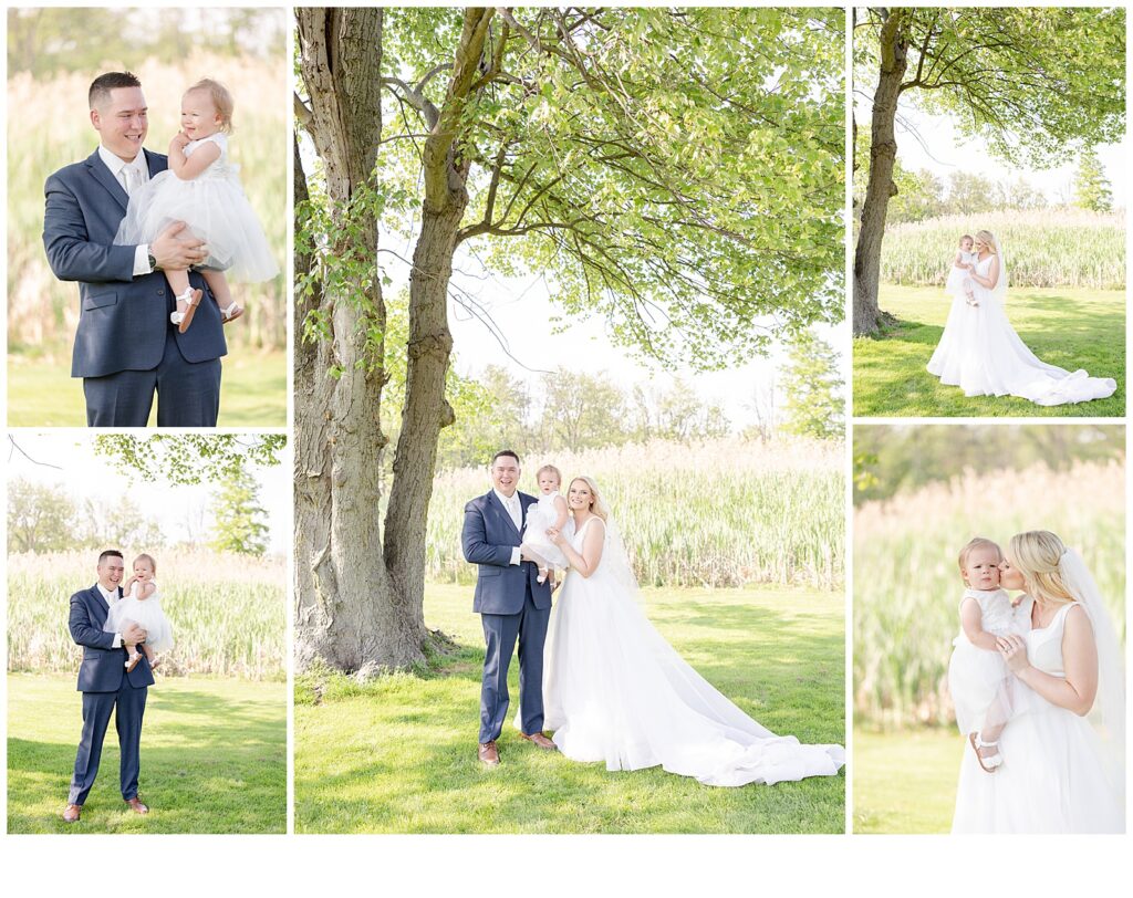 bride and groom with family 