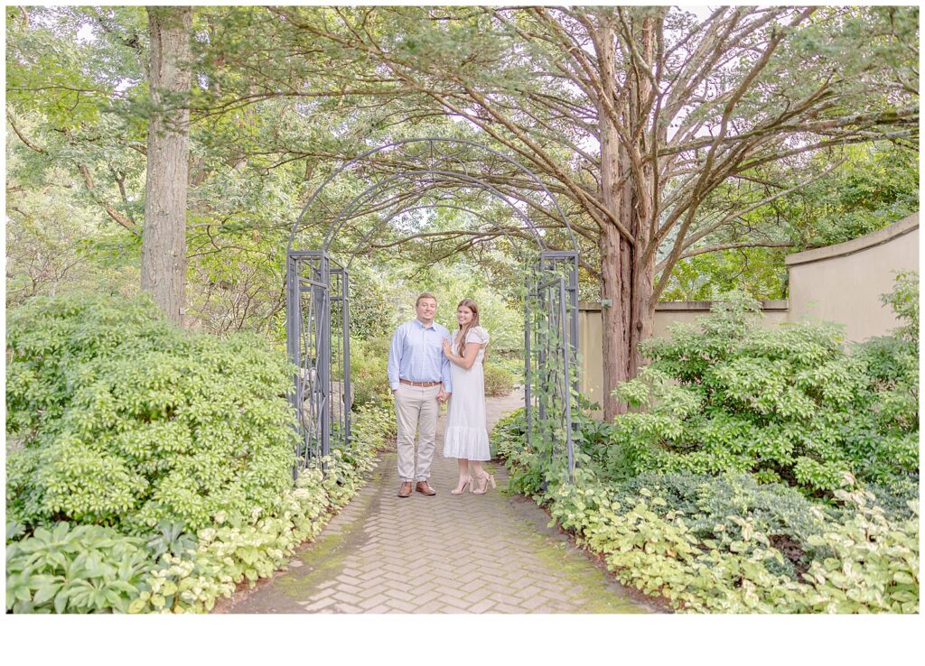 couple smiling in garden
