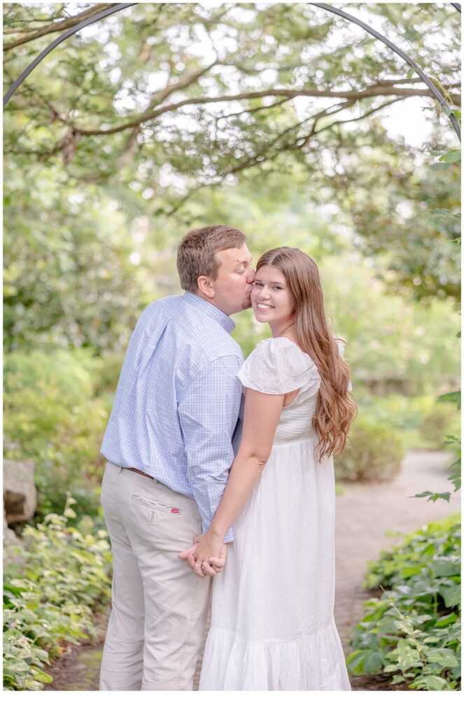 engaged couple at cross estate gardens 