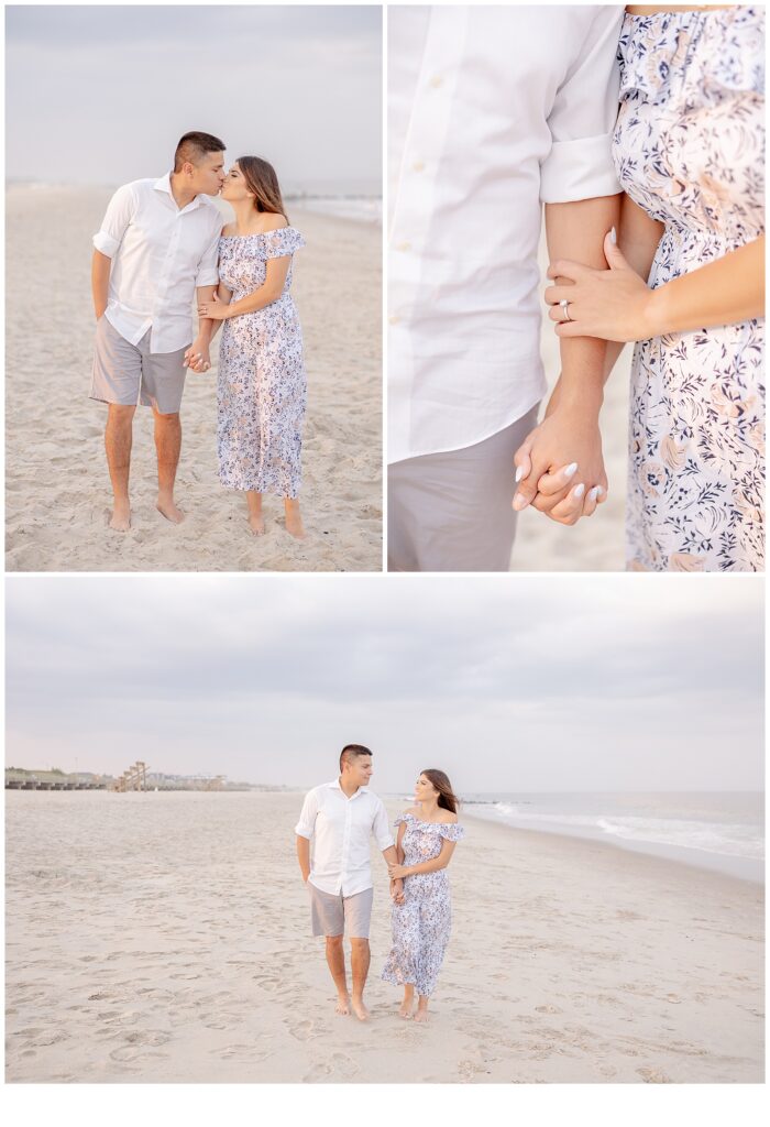 spring lake beach engagement photos