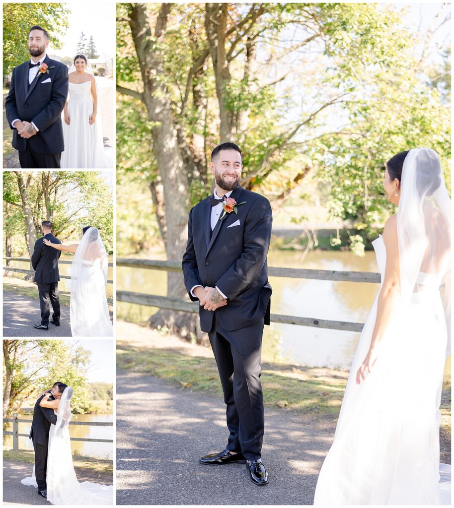 Romantic couple portraits at Bogey’s in Sewell, NJ during a dreamy fall wedding
