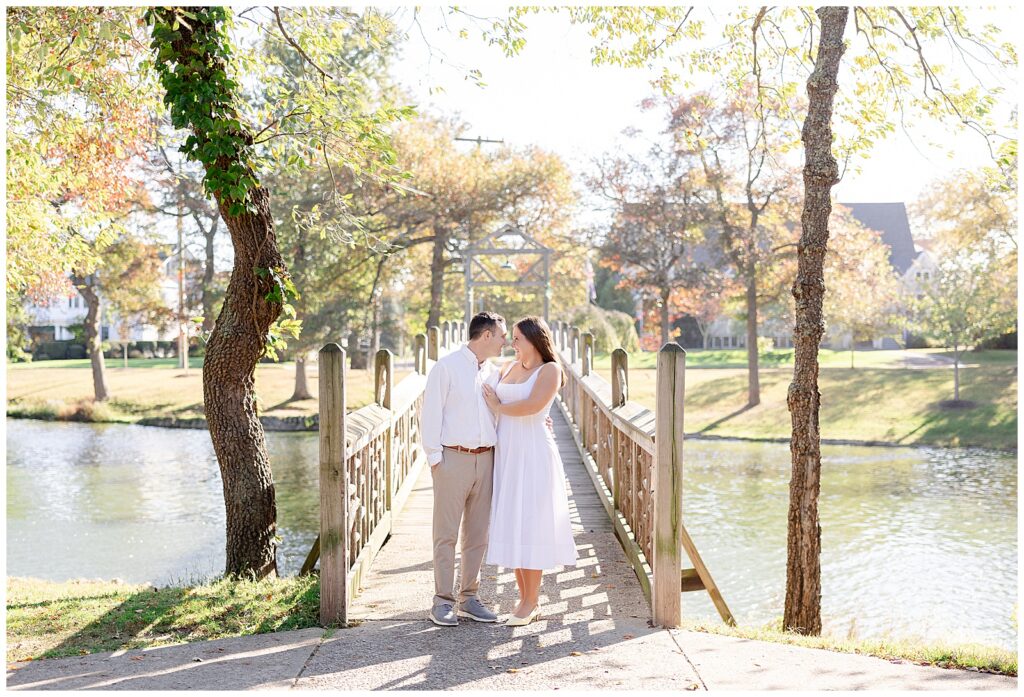 Golden hour engagement photos at Divine Park in Spring Lake NJ