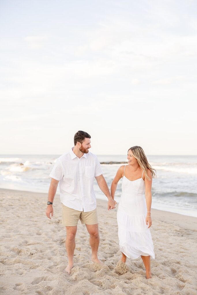 Spring Lake Beach Engagement Session; New Jersey wedding and portrait photographer; Jersey Shore engagement session