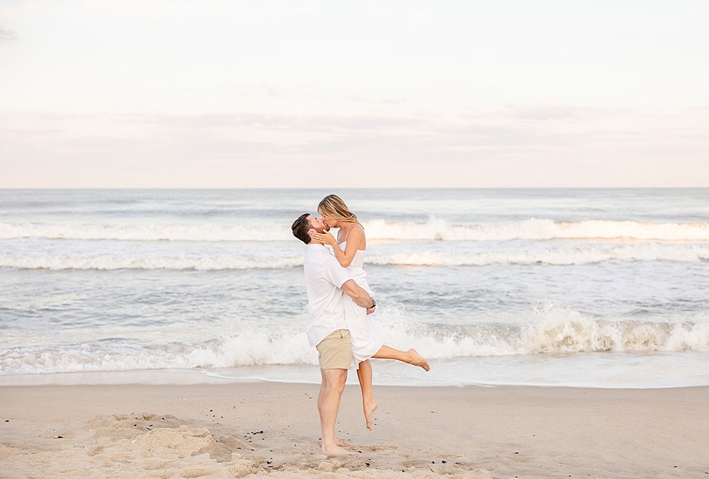 Spring Lake Beach Engagement Session; New Jersey wedding and portrait photographer; Jersey Shore engagement session