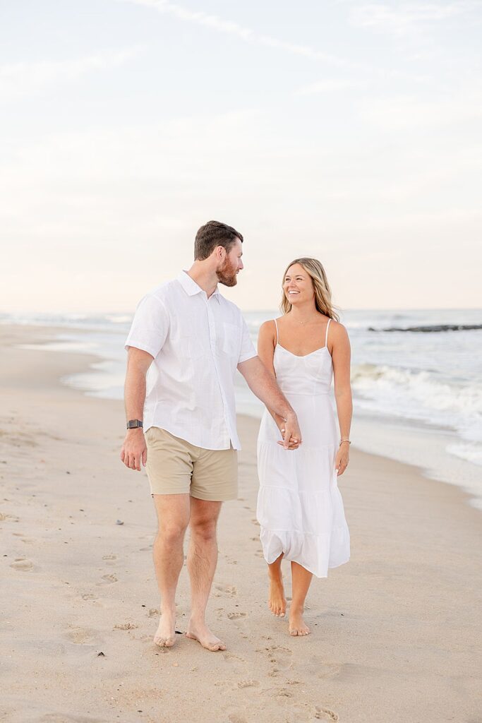 Spring Lake Beach Engagement Session; New Jersey wedding and portrait photographer; Jersey Shore engagement session