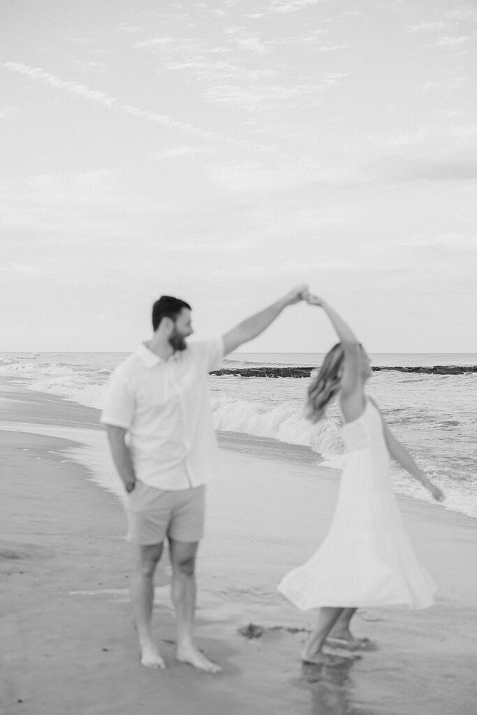 Spring Lake Beach Engagement Session; New Jersey wedding and portrait photographer; Jersey Shore engagement session