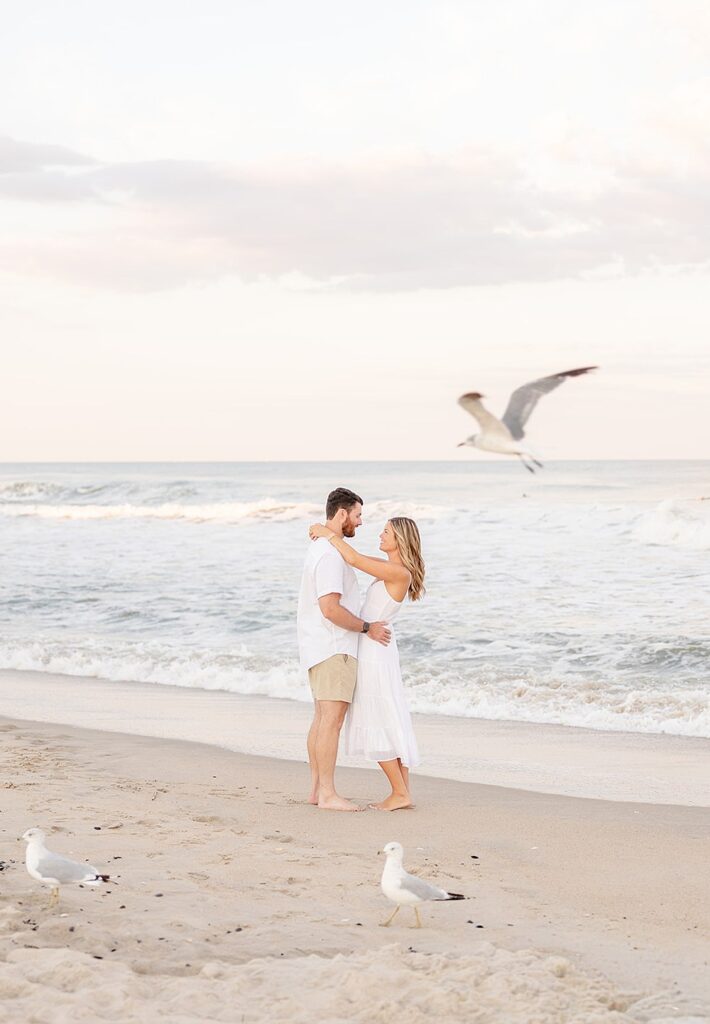 Spring Lake Beach Engagement Session; New Jersey wedding and portrait photographer; Jersey Shore engagement session