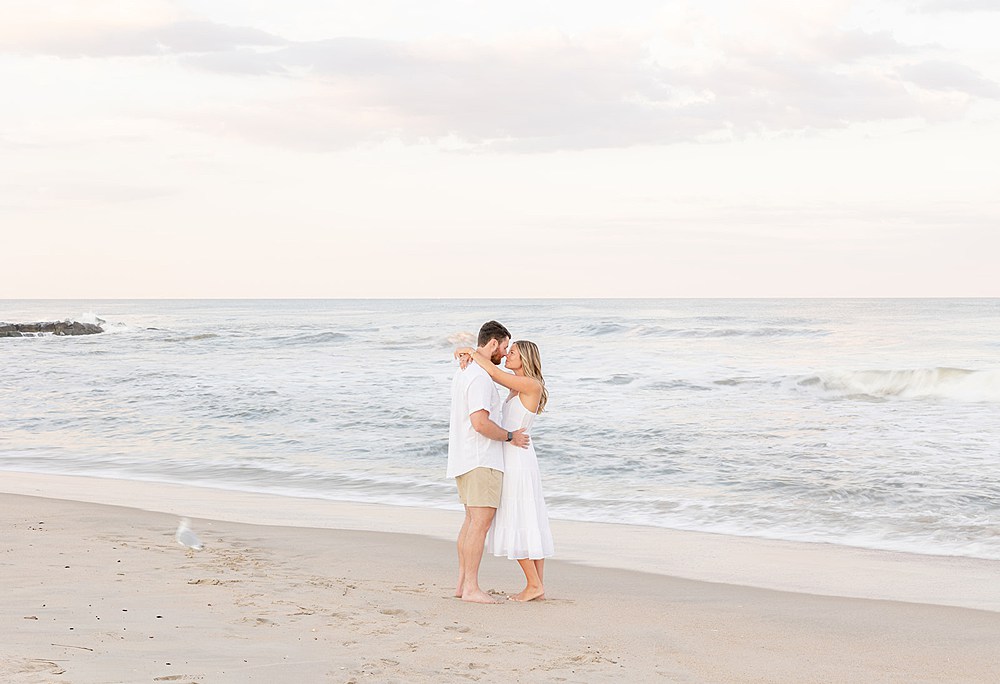 Spring Lake Beach Engagement Session; New Jersey wedding and portrait photographer; Jersey Shore engagement session